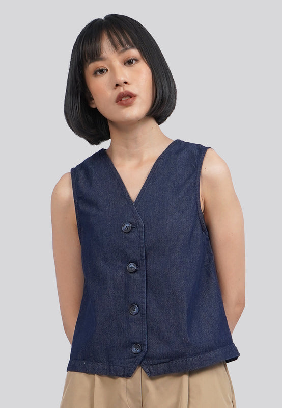 V-Neck Denim Vest