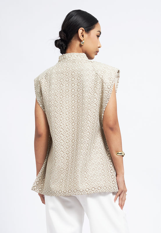 Embroidered Vest with Button