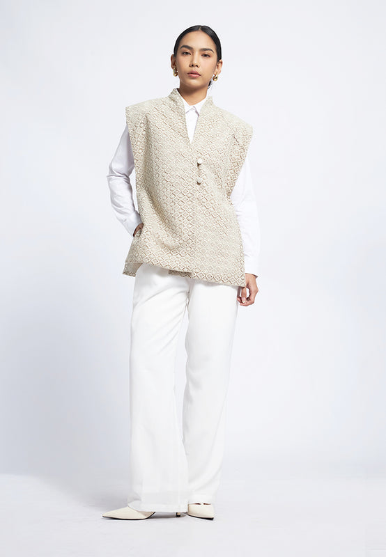 Embroidered Vest with Button