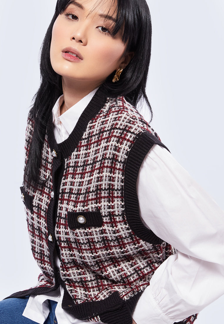 Plaid Long Vest