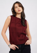 Windowpane Sleeveless Top