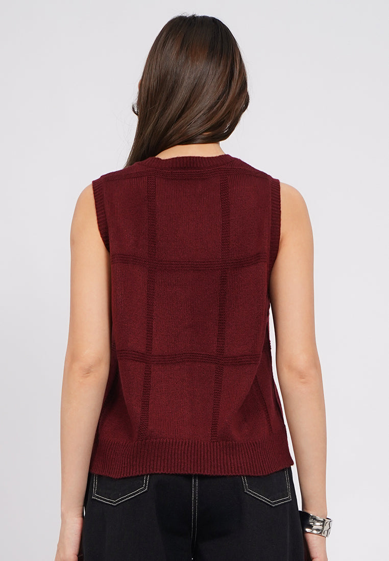 Windowpane Sleeveless Top