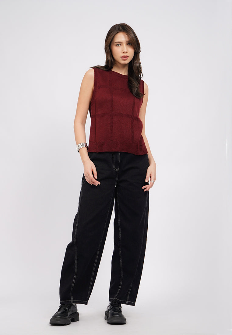 Windowpane Sleeveless Top