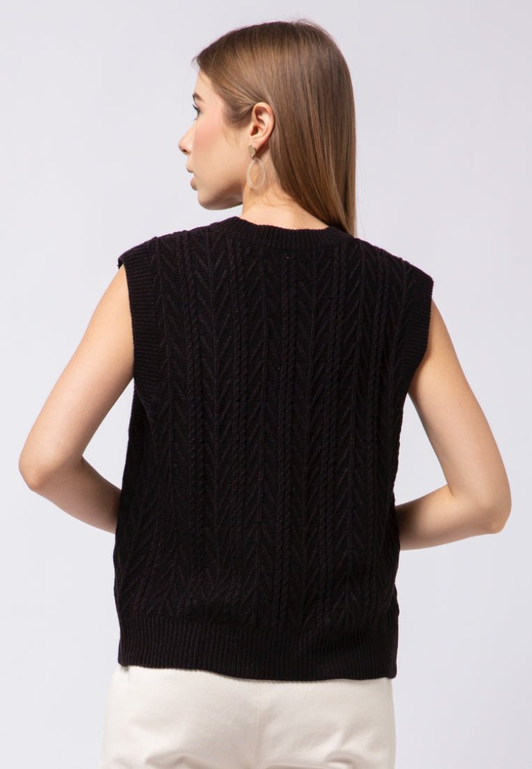 Regular Fit Textured Knit Vest