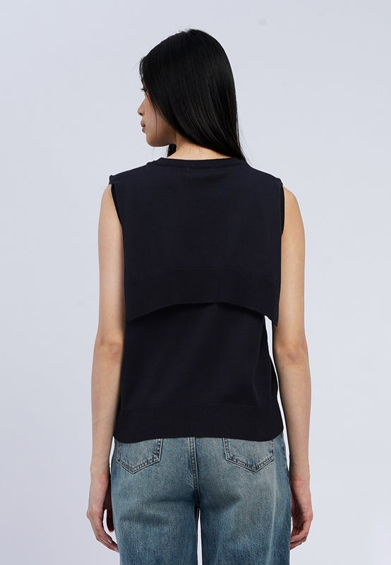Layered Sleeveless Knit Top
