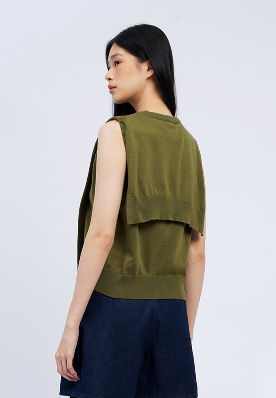 Layered Sleeveless Knit Top