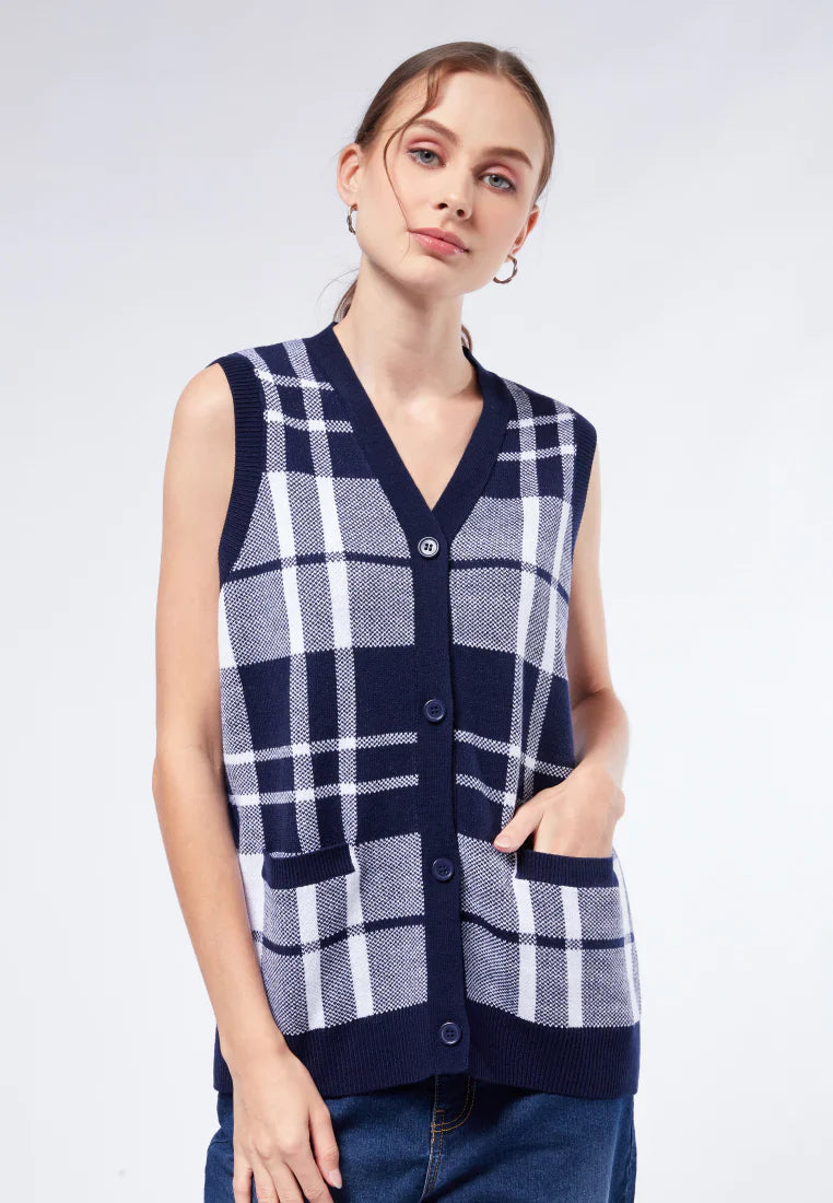Oversized Check Vest