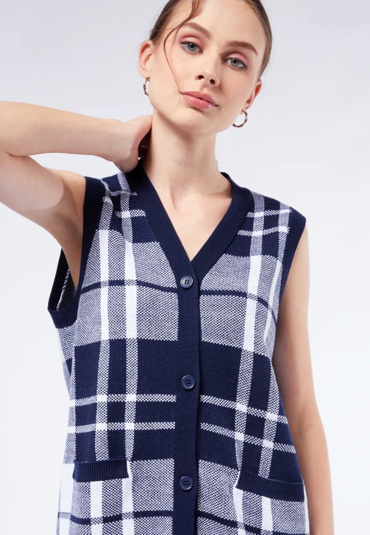 Oversized Check Vest
