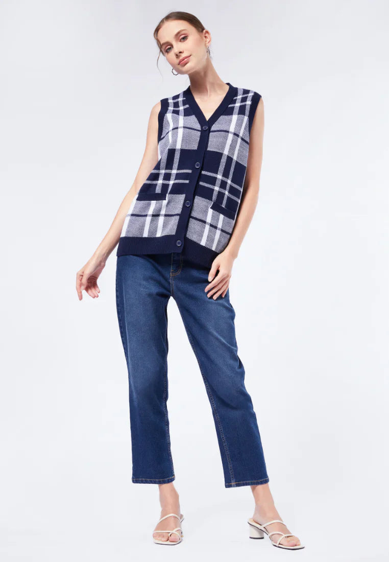 Oversized Check Vest
