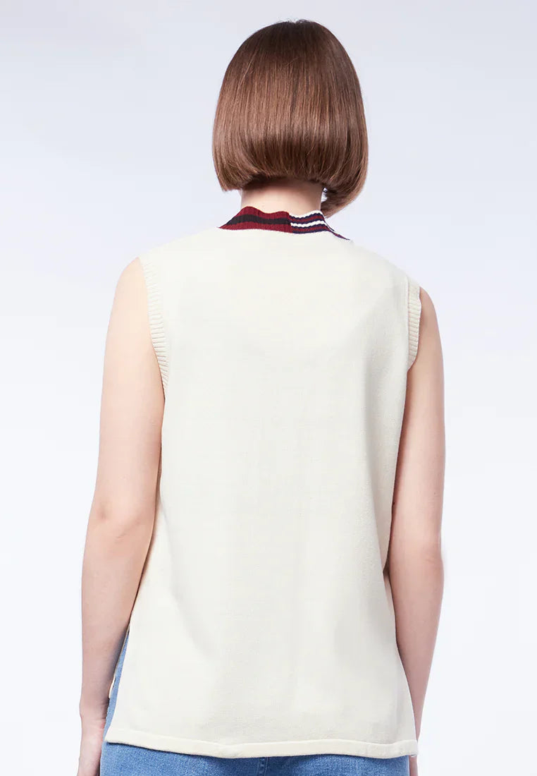 Knit Vest with Stripes Detail