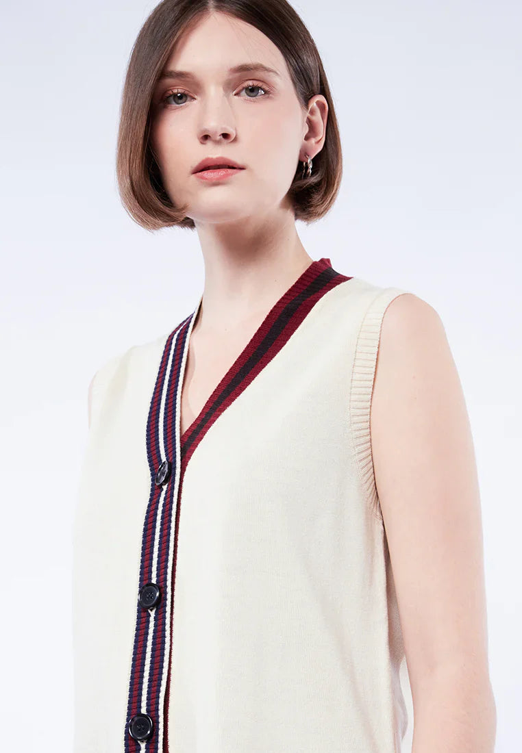 Knit Vest with Stripes Detail