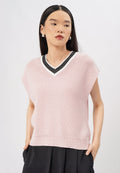 V-Neck Knit Vest Pink