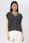 V-Neck Knit Vest Black