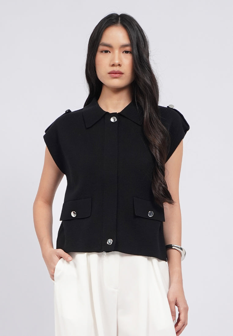 Knitted Vest with Collar