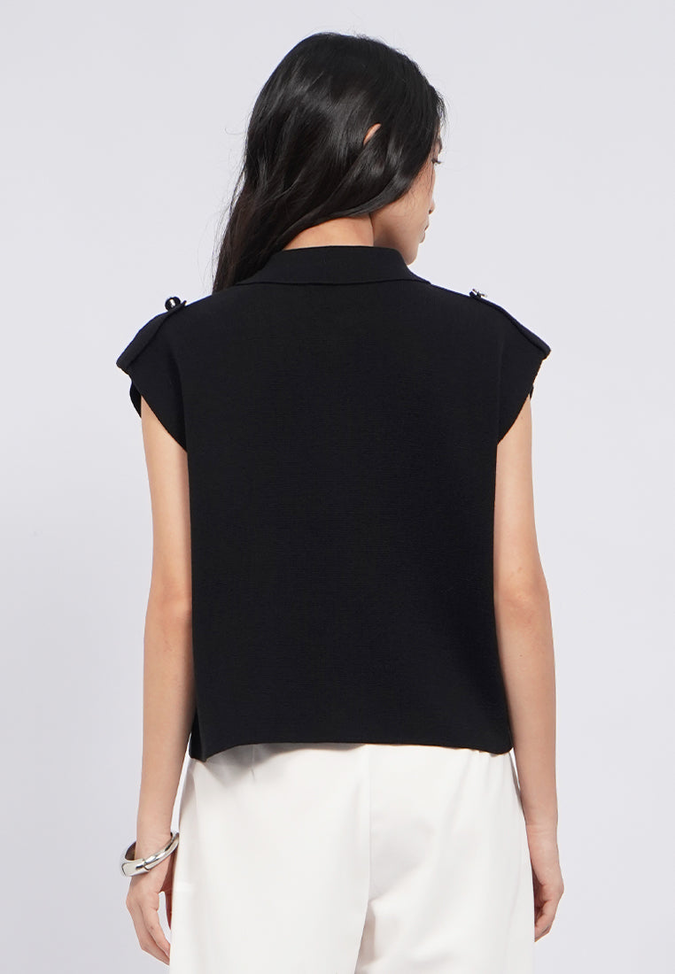 Knitted Vest with Collar