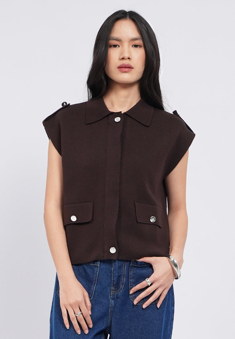 Knitted Vest with Collar