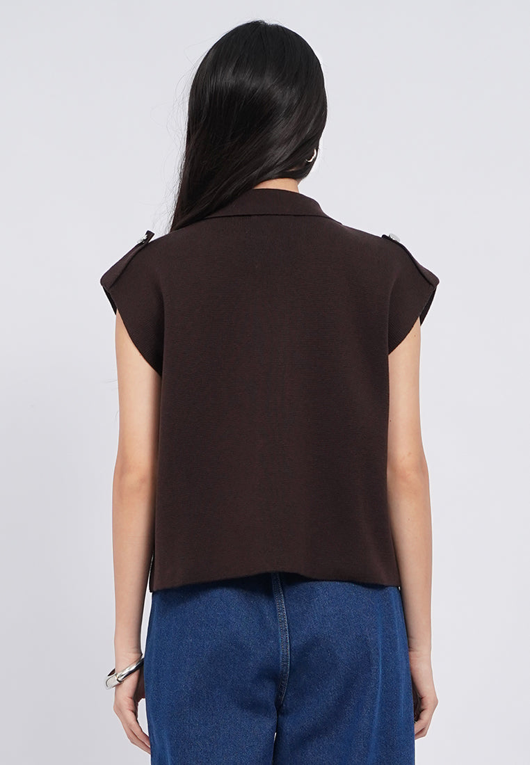Knitted Vest with Collar