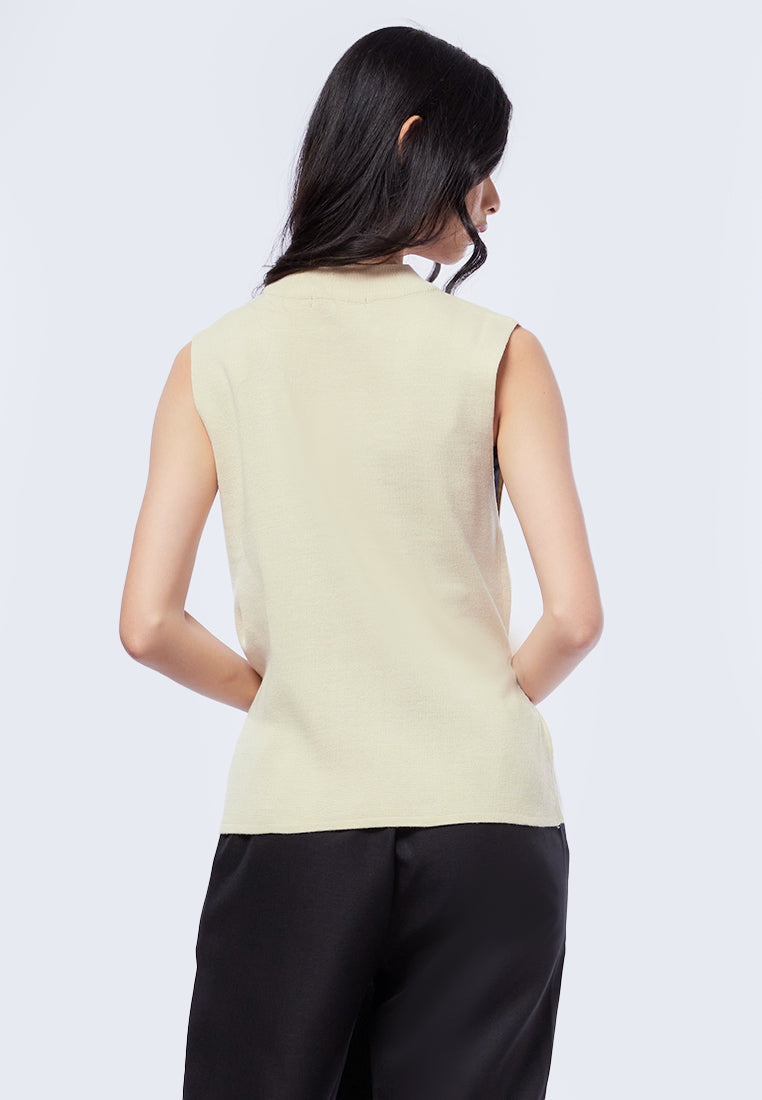 Belted Round Neck Knit Top