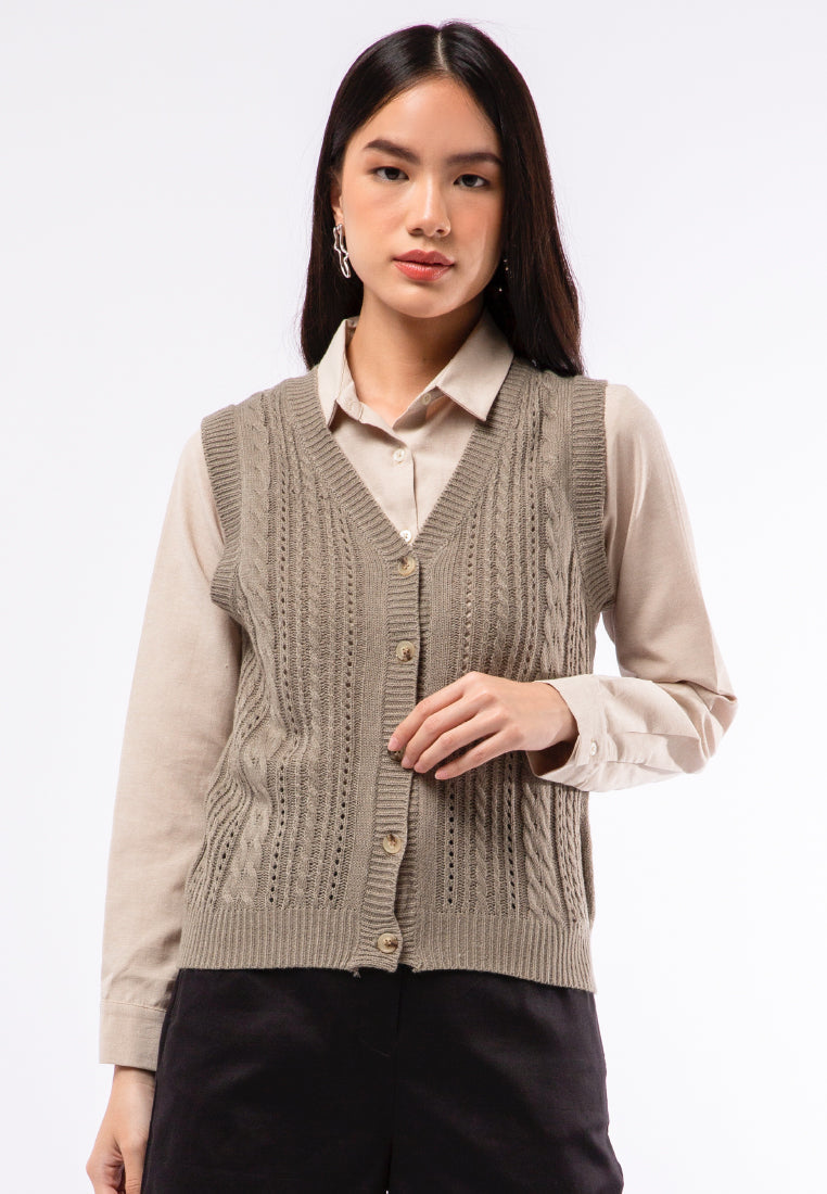 Button Up Cable Vest