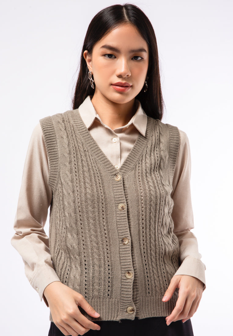 Button Up Cable Vest