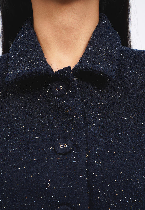Collared Crop Tweed Vest