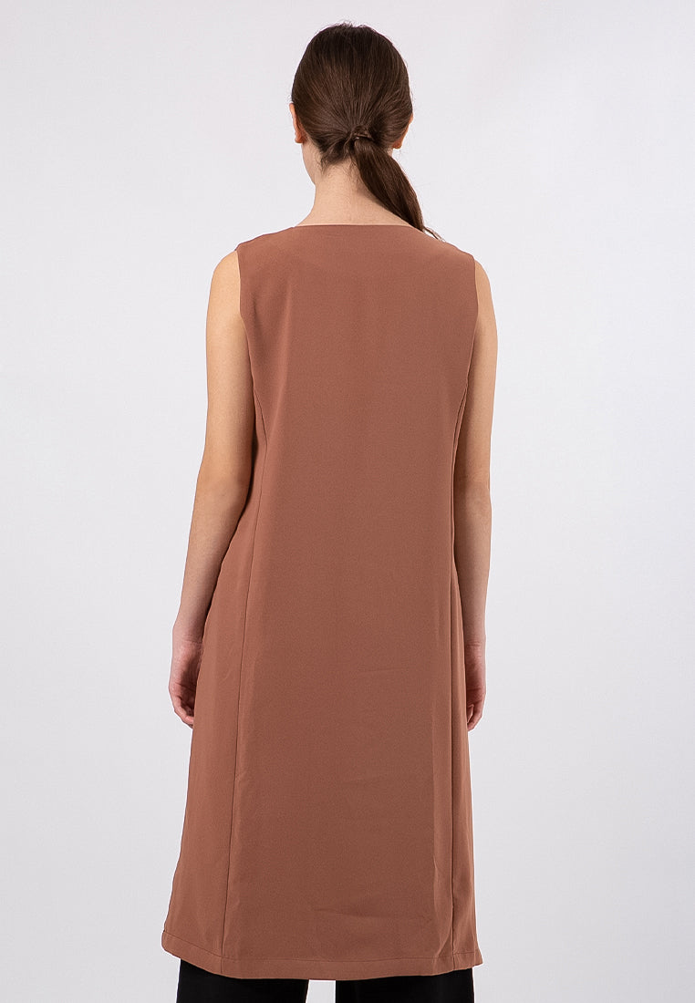 Loose Long Vest With Slit Details