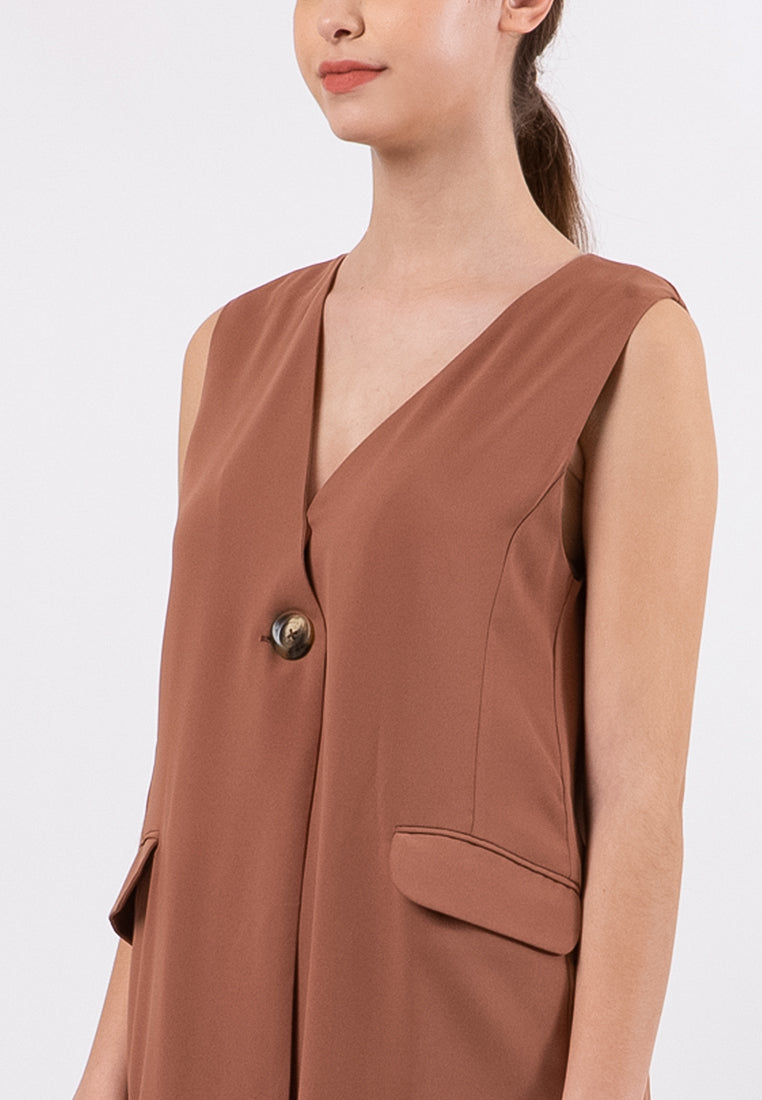 Loose Long Vest With Slit Details