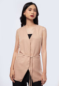 Belted Wrap Long Vest