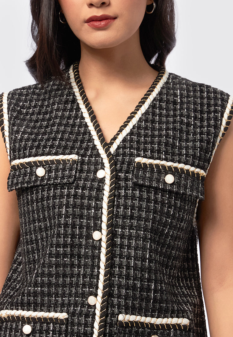 Regular Fit Tweed Vest