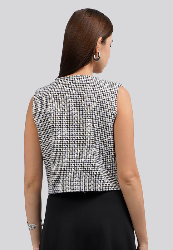 Asymmetrical Tweed Vest