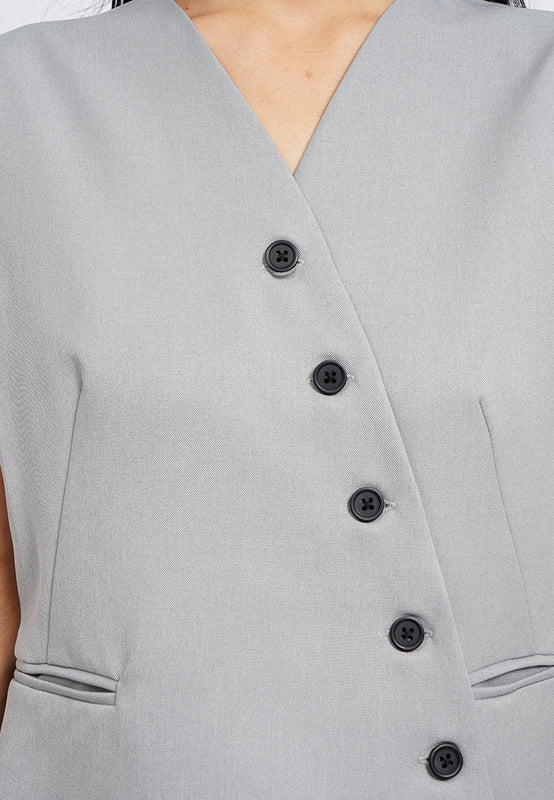 Asymmetrical Button Vest