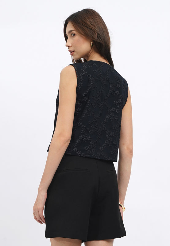 Tie Front Textured Vest