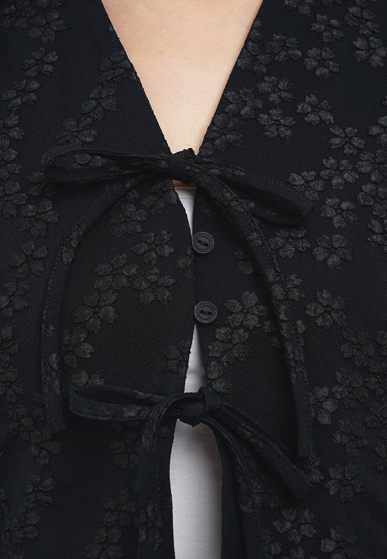 Tie Front Textured Vest
