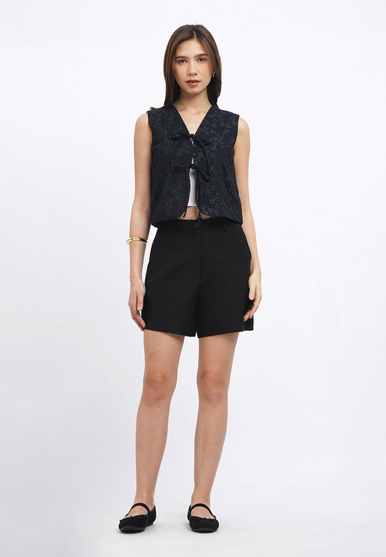 Tie Front Textured Vest