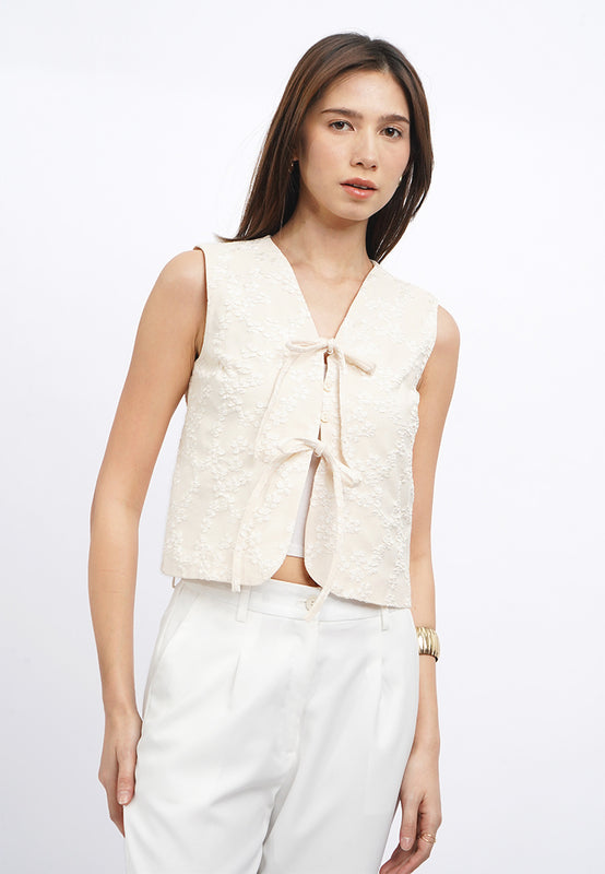 Tie Front Textured Vest