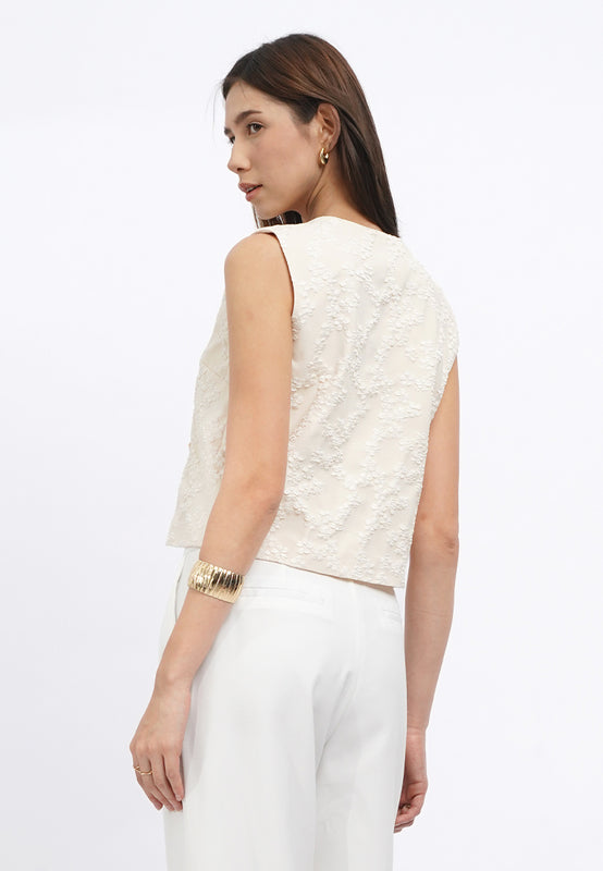 Tie Front Textured Vest