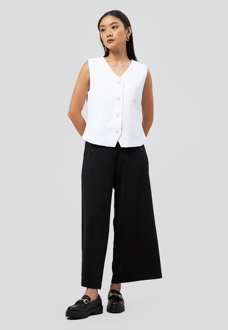 Fitted Checked Vest Off White