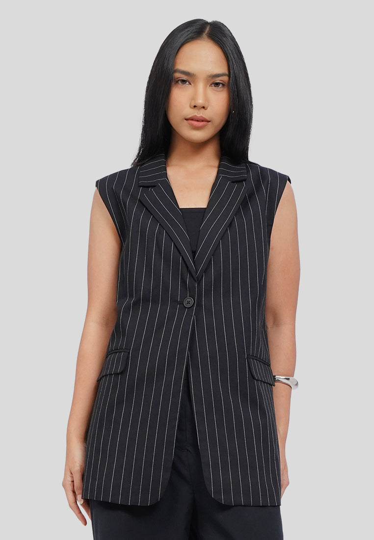 Oversized Long Vest with Lapel