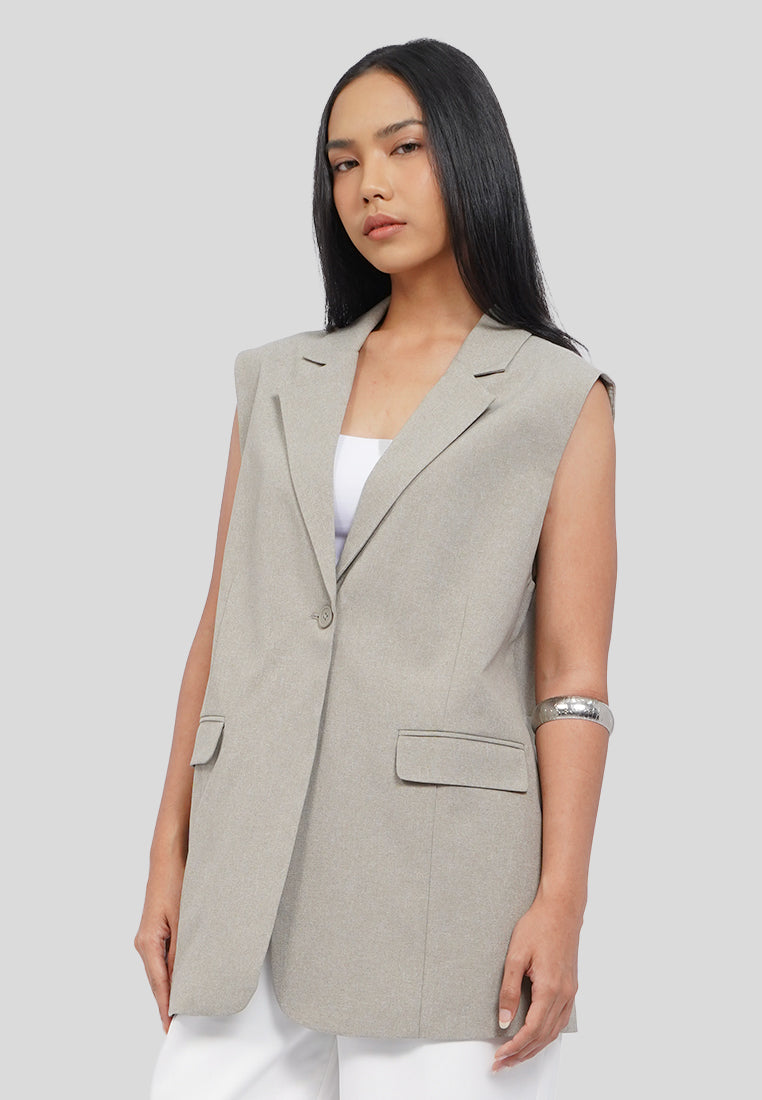 Oversized Long Vest with Lapel