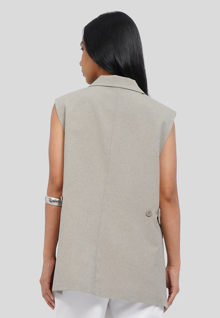 Oversized Long Vest with Lapel