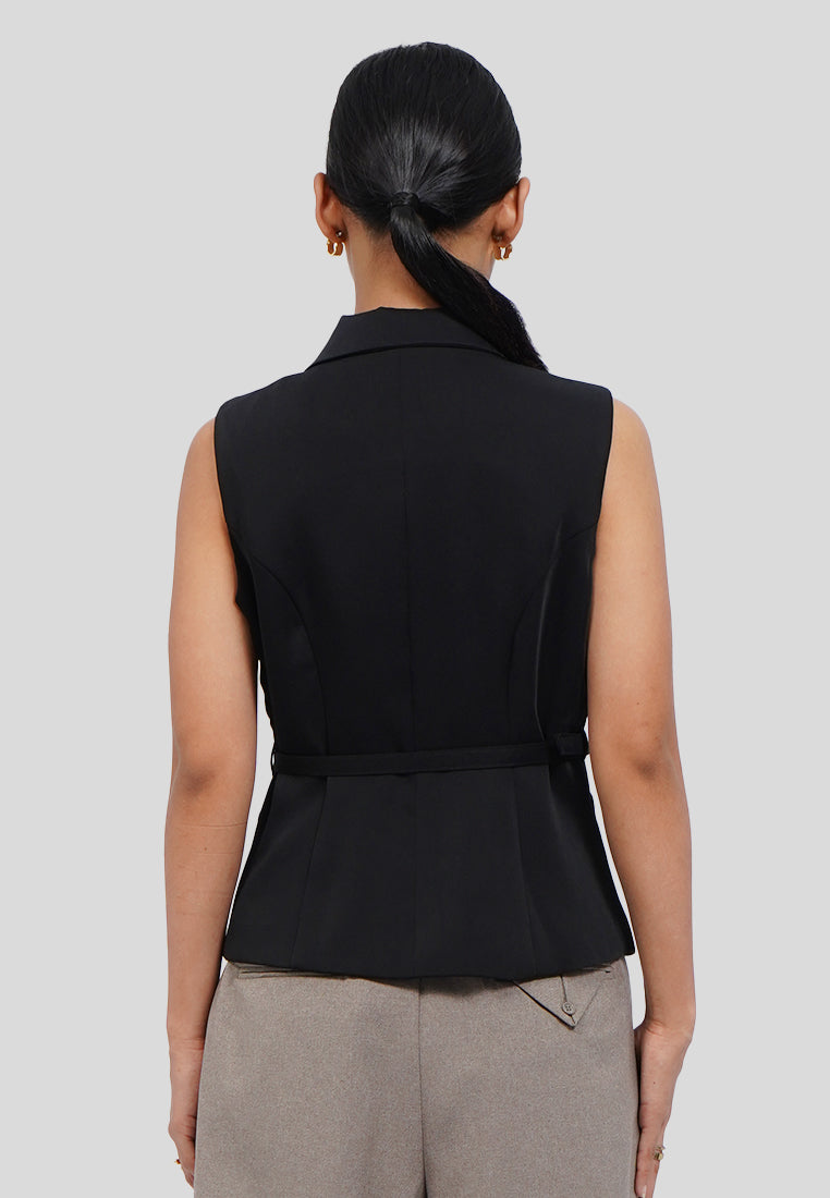 Belted Vest with Lapel