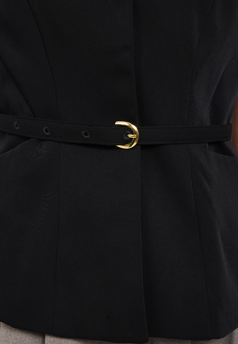 Belted Vest with Lapel