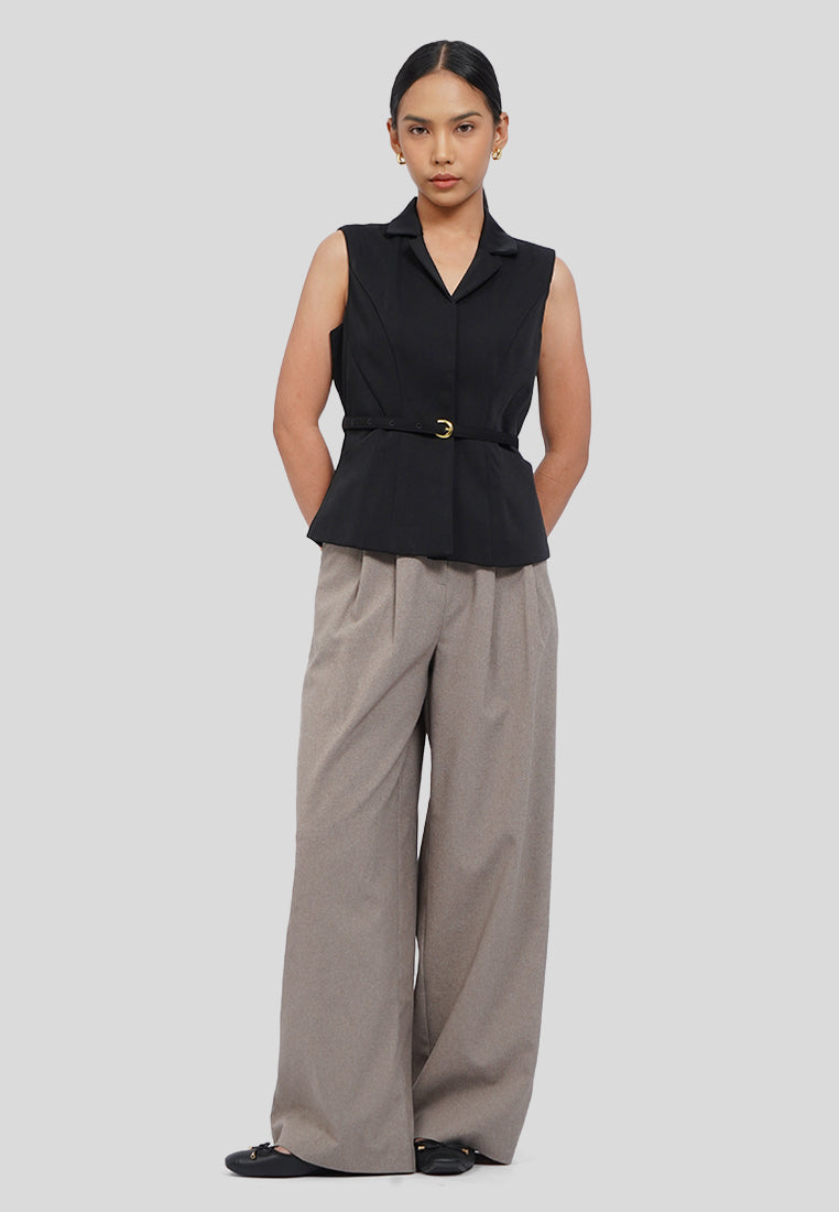 Belted Vest with Lapel