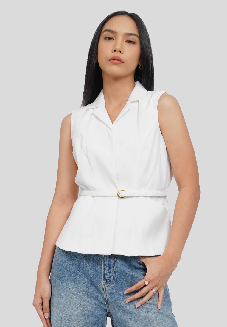Belted Vest with Lapel