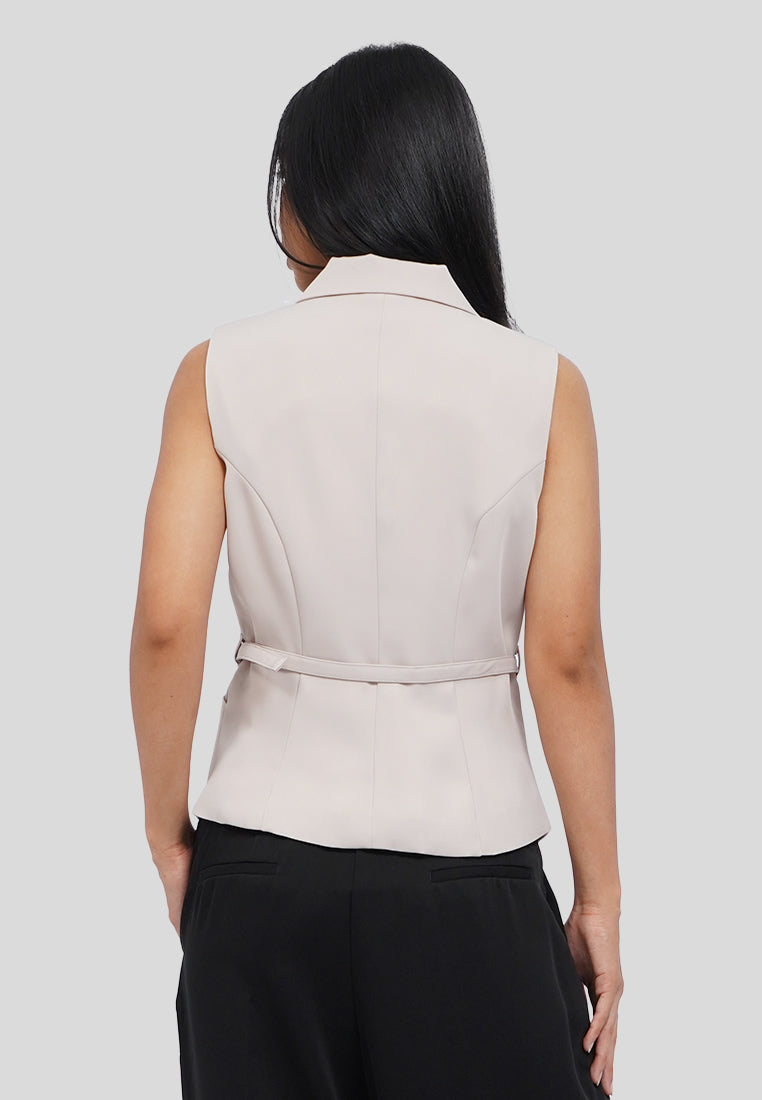 Belted Vest with Lapel