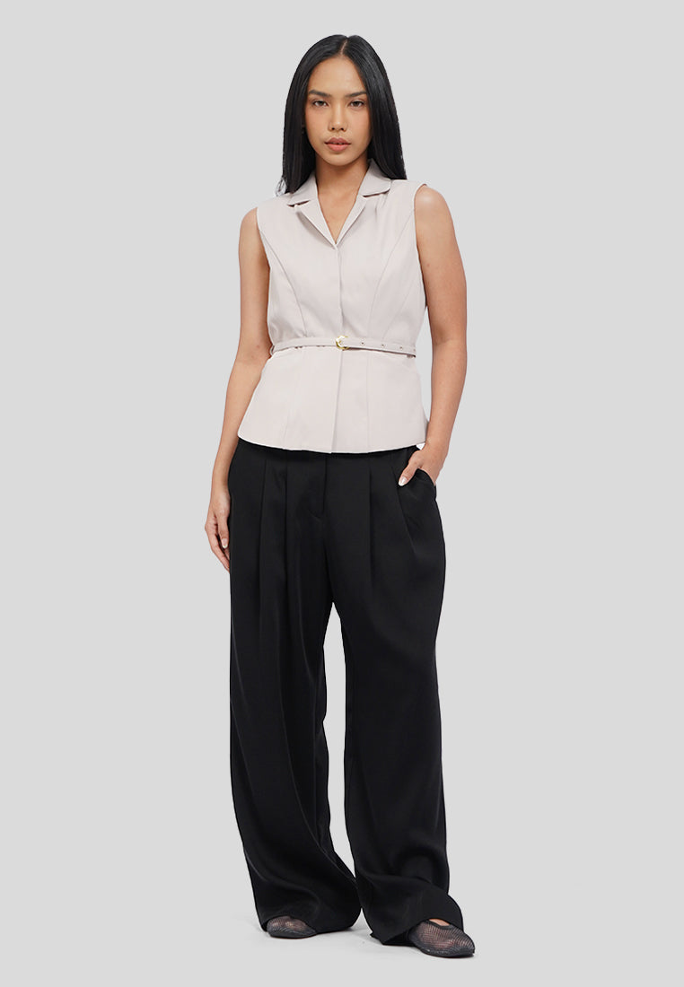 Belted Vest with Lapel