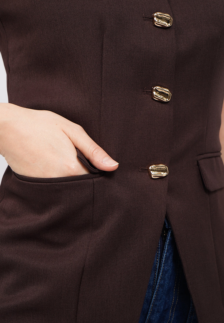 Buttoned Long Sleeve Vest