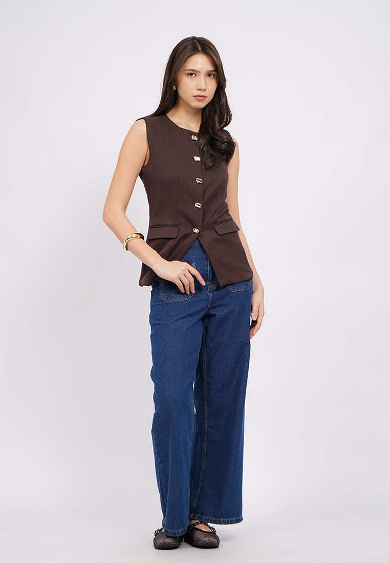 Buttoned Long Sleeve Vest