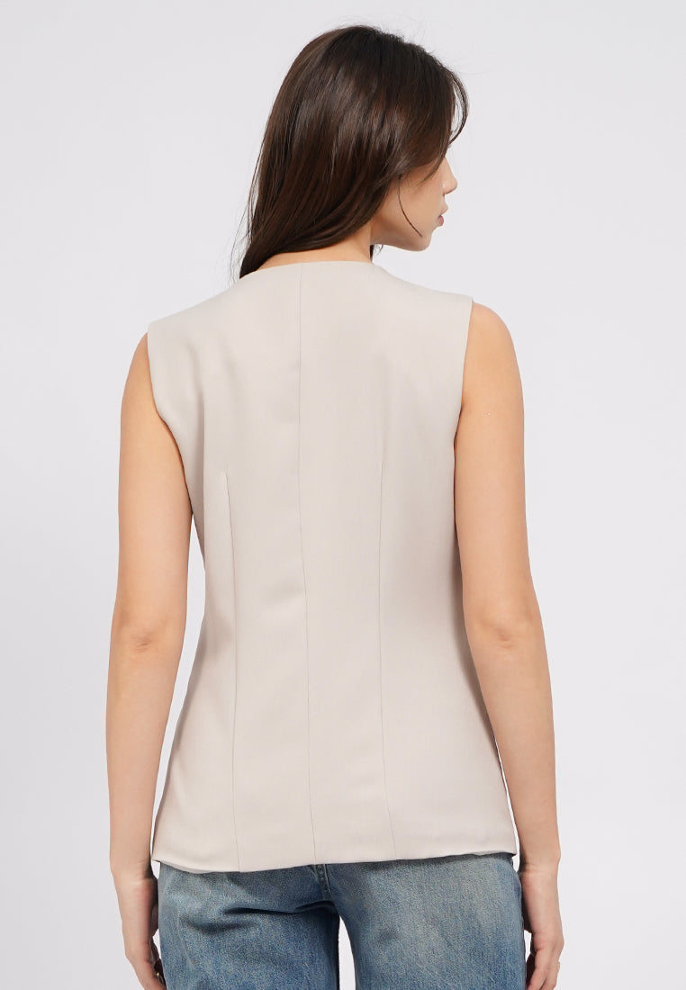 Buttoned Long Sleeve Vest