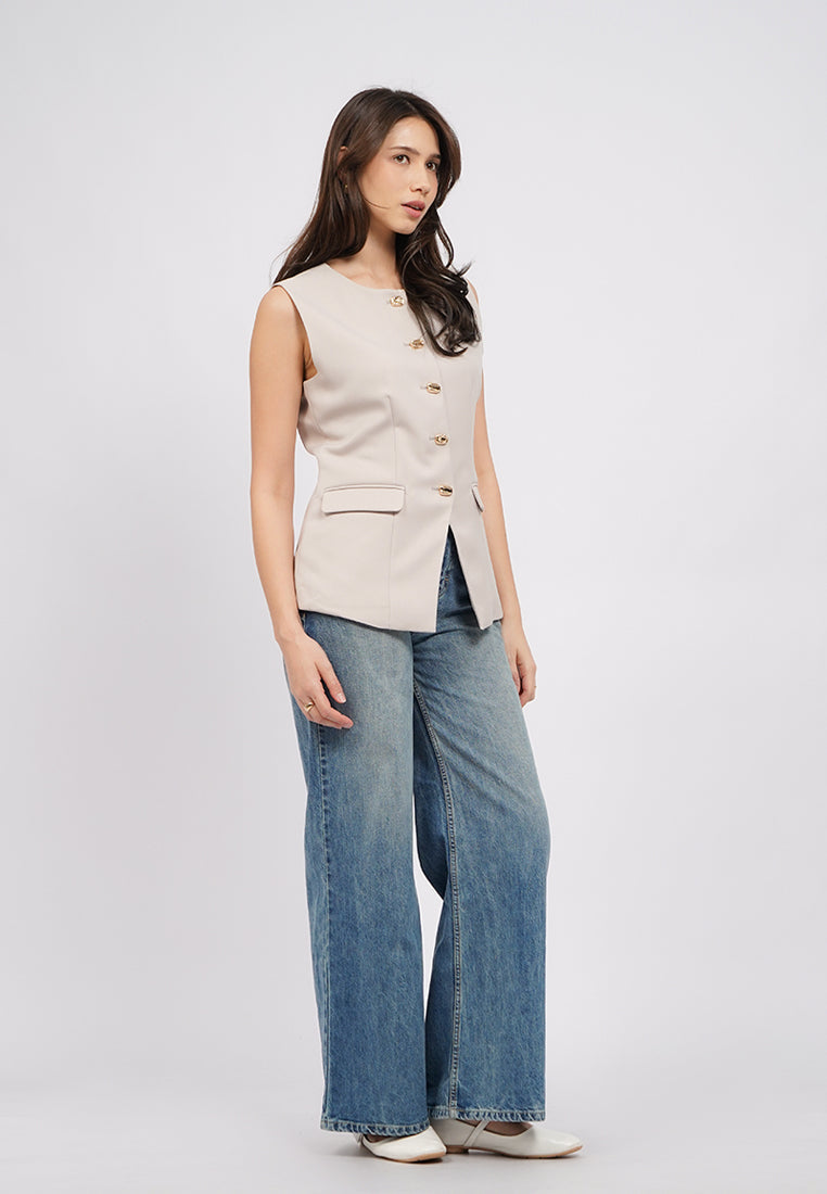 Buttoned Long Sleeve Vest